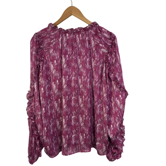 Ophelia Roe Blouse Women's XL Long Sleeve Pink Ruffle Sheer Business Casual Work - Picture 13 of 15